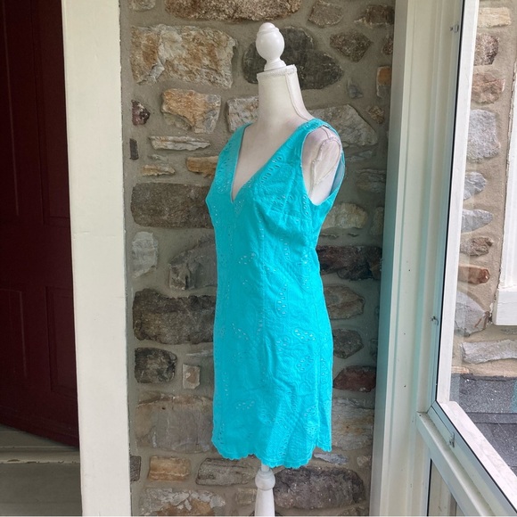 NWT Lilly Pulitzer Madden Dress Jumno Pattern Petal Eyelet Shorefly Blue - Picture 5 of 15